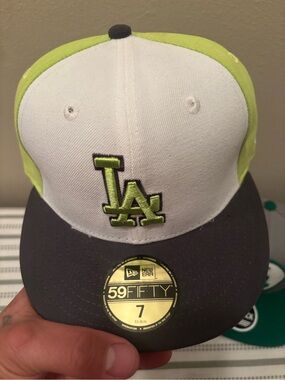 New Era LA Dodgers 59FIFTY Fitted Cap - White, Lime & Black New Era 59FIFTY